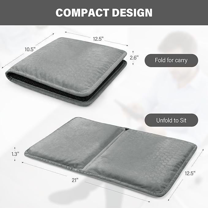 SPRING SEAON Large Gel Seat Cushion for Pressure Relief – Honeycomb Buffer Design with Extra Thick Filling, Anti-Slip Bottom, Perfect for Long Sitting, Travel, Airplane and Daily Comfort (Gray)