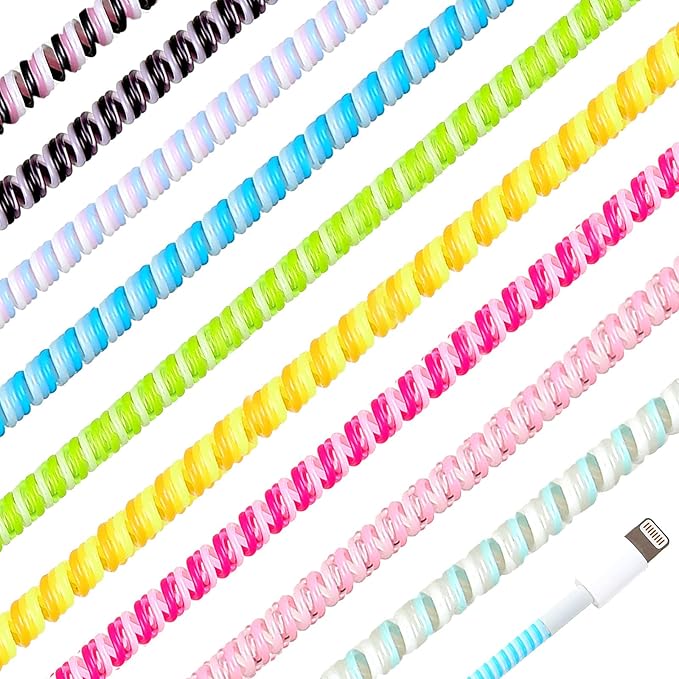 Frienda 10 Pcs Cord Protectors from Pets No Chew Spiral Cable Protector 43.3'' Phone Charger Cover Data Cable Protective Sleeve Chew Proof USB Wire Cover Stylish for Cat Dog Rabbit (Vivid Colors)