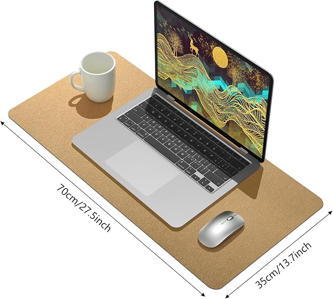 Bloss Leather Desk Mat, Gold Mouse Pad, Non-Slip/Waterproof Desk Pad, Desk Matt for Desktop, Desk Pad Mat for Office Work/Home - Copper Gold(27.6 x 13.8 Inches)