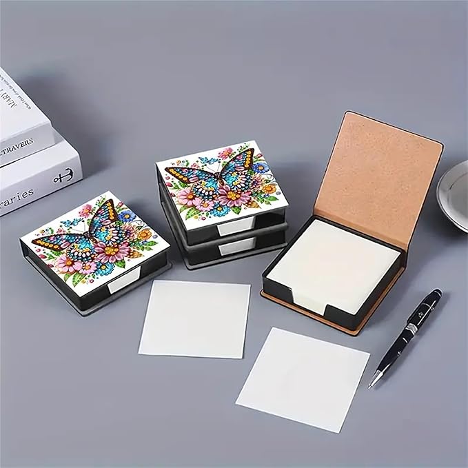 Butterfly Diamond Painting Kit Note Box,Memo Paper Storage Box Diamond Art,Sticky Note Holder Diamond Art,Diamond Painting Memo Pad For Office Desk. (butterfly)