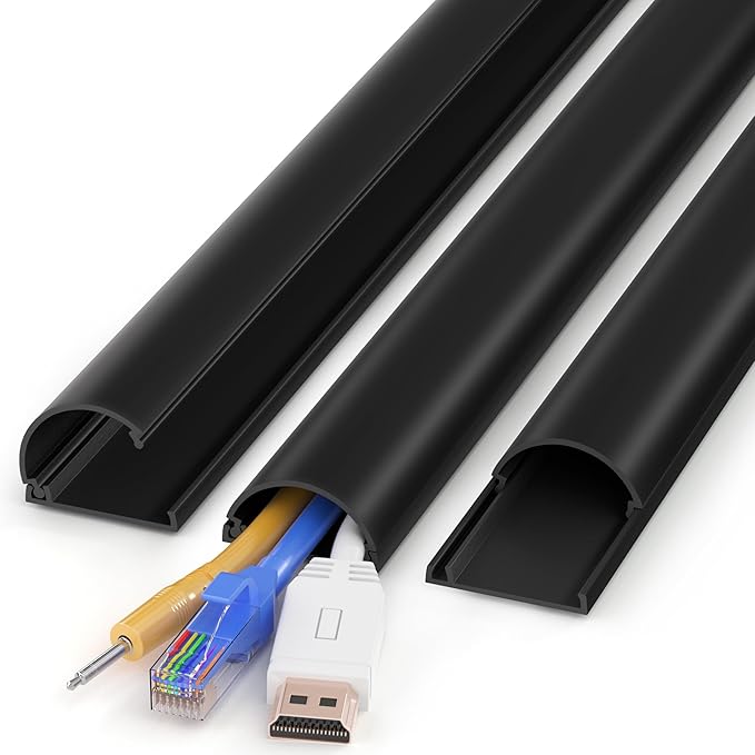 Cord Hider 42.5in (3X L14.2in), Cable Hider for 2-4 Cords, Wire Covers for Cords Wall Mount TV, Cable Cover Wall Wire Hider for Cords, Cable Raceway W1.4inxH0.7in Black