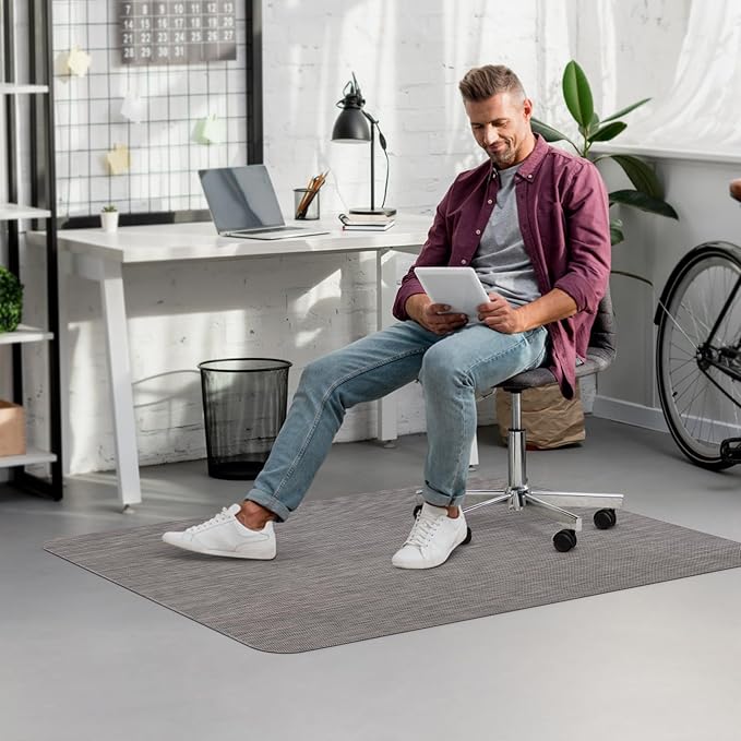 Blvornl Office Chair Mat for Hardwood Floor, 40"x 55" Desk Mat for Hard Wood, Large Anti-Slip Hard Floor Protector Rolling Chair Mat, PVC Mat Desk Rug for Office Home, Dark Grey