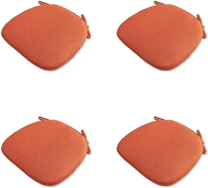U Shaped Chair Cushion Cover with Ties for Dining Chair Pad Set of 4 Linen Thick Non Slip Seat Cushion for Kitchen Living Room Office Chair Decor Machine Washable 17"x 16" (Orange, 4)