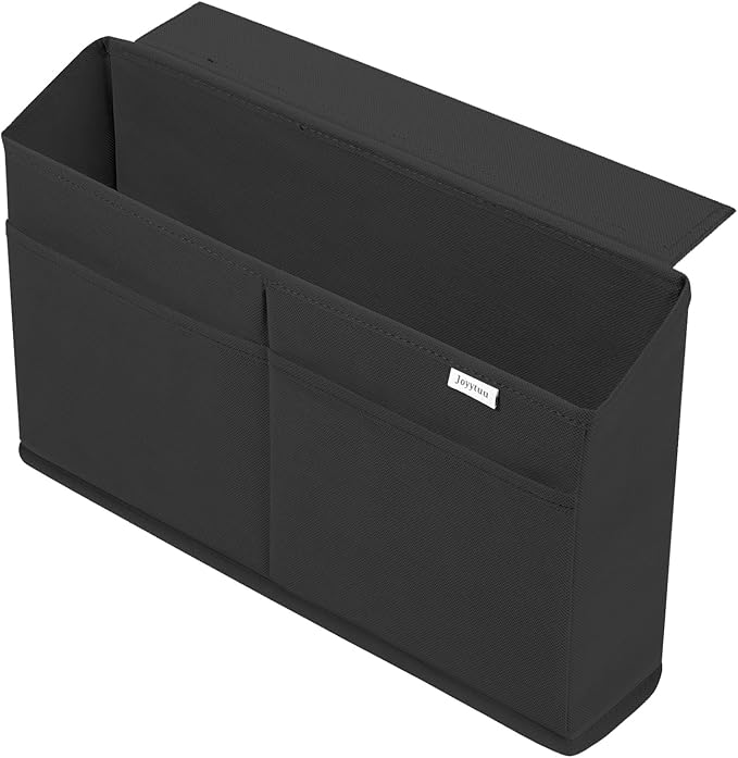 2 Pack Desk Side Hanging Organizer, Adhesive Storage Bag with Pockets for Magazine Ipad Notebook, for End Tables Home Office Desks Computer Workstations Dressing Table, Black