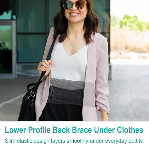 Breathable Back Brace for Lower Back Pain Relief – Lightweight Mesh Lumbar Support Belt with Dual Adjustable Straps, Thin Under-Clothes Back Support for Everyday Work & Housework for Men & Women