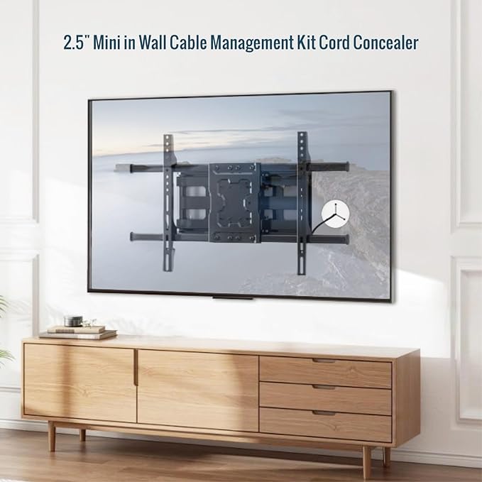 Tecmojo TV Cord Hider for Wall Mounted TV – 2.5" Mini in Wall Cable Management Kit, Fits 3 Low Voltage Cables – Best for Mounted TVs, Speakers, Desks, 4 Pack