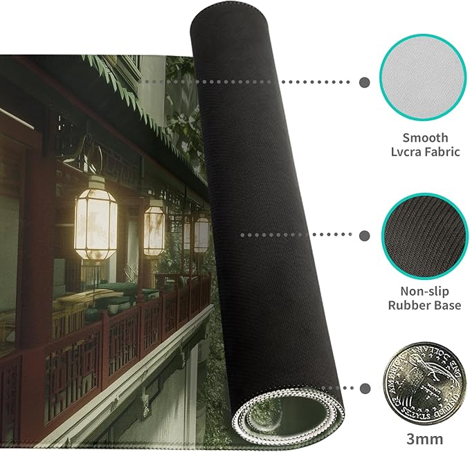 Desk Mat Mouse Pad Gaming Desk Pad XL Large Mouse Mat Office Decor Accessories (Ancient Buildings Mountain)
