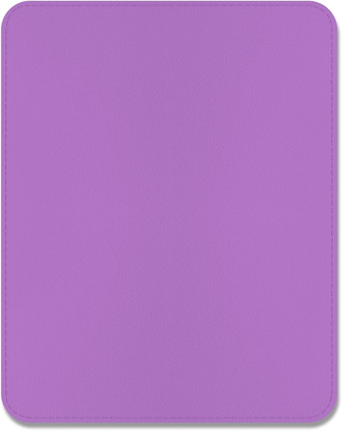 Leather Mouse Pad, Office Mouse Mat Non-Slip Rubber Base Stitched Edge Washable Waterproof Rectangular Mousepad for Office Gaming PC Laptop, 9.8" x 7.9", Purple