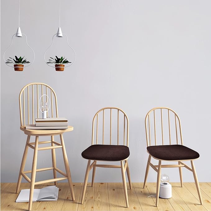 Brown Chairs Cushions for Dining Chairs 6 Pack Non Slip Foam Kitchen Seat Cushions Washable Soft Thick Patio Pads Large Wooden Metal Tapered Chair Cushions,17" x 15"