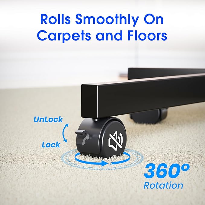 Mobile TV Stand for 23-60 Inch LCD LED OLED Flat Panel Curved Screen TVs up to 88 lbs, Tilt and Height Adjustable, Locking Rolling Wheels TV Cart with Shelf, Max VESA 400x400mm, Black