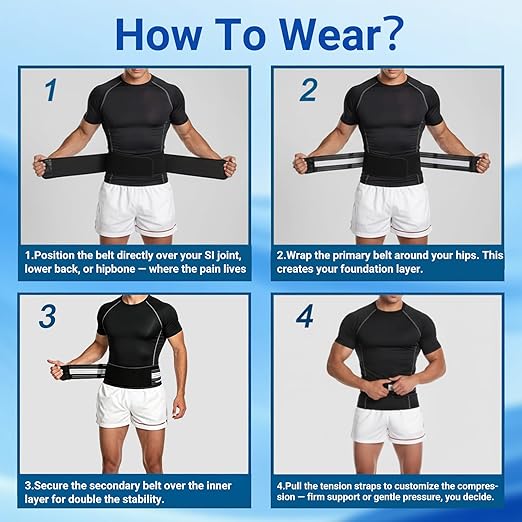 Back Brace for Lower Back Support Brace Pain Hip Sacroiliac Hip and Spine Pain - Breathable & Adjustable Light weight Lumbar Belt for Home Work and Exercise Suitable Women &men (Medium)