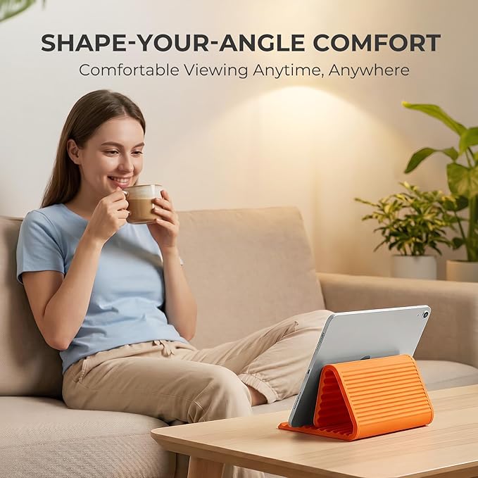 SEANCHEER 2026 Portable Foldable Phone Stand,Flexible Silicone Aluminum Phone Holder, Hands Free Adjustable,Anti-Slip&Scratch Cellphone Desk Travel Stands for iPhone,Tablet,Laptop