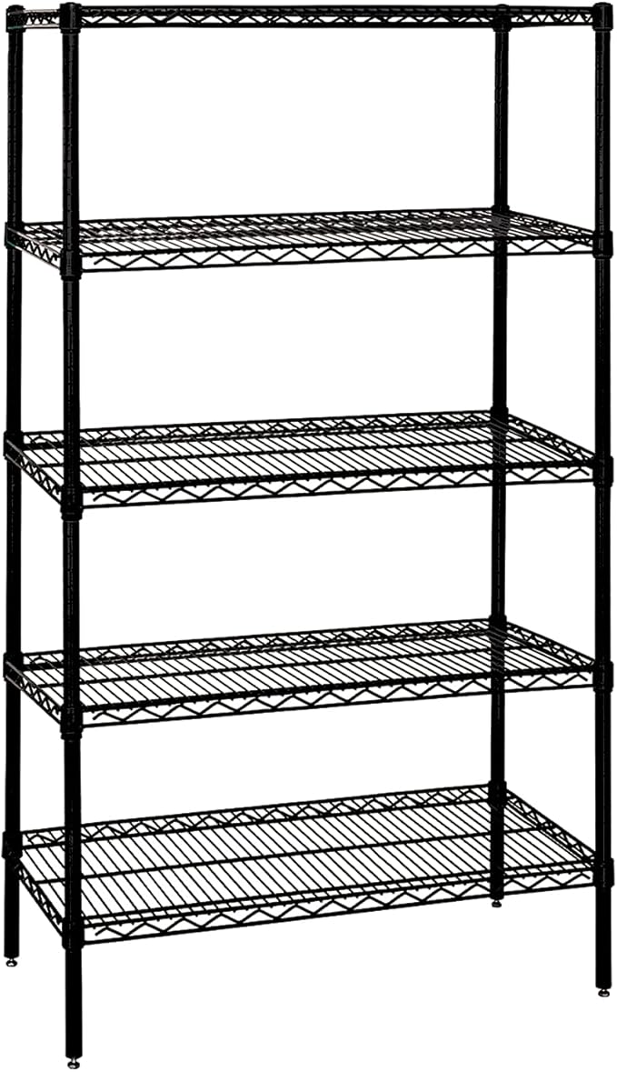 Quantum Storage Systems WR74-1848BK-5 Starter Kit Wire Shelves Black Epoxy 5 Shelves 74" H x 48" W x 18" D