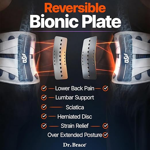 DR. BRACE® Lower Back Brace for Men & Women for Lower Back Pain Relief, Revolutionary Versatile Splints System & Removable Lumbar Pad, Adjustable & Breathable Back Support Brace (41.3-47.2″)