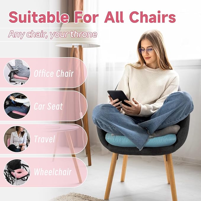 Anti-Slip Wheelchair Cushions, Bed Sore Cushions for Butt, Ergonomic Innovations Orthopedic Donut Pillow, Medical Seat Cushion for Sciatica, Back, Coccyx, Pressure Sore (L-Blue)