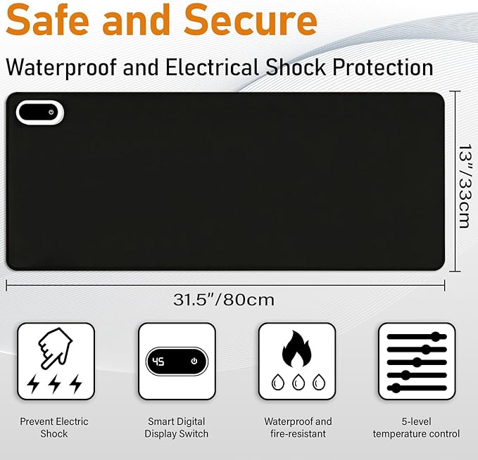 Heated Desk Pad - 31.5" x 13" Large Heated Mouse Pad & Desk Mat, 5 Temp Settings, 5s Fast Heat, Auto Shut-Off, for Cold Office, Gaming & Winter Desk Setup (Pink)