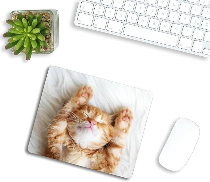 Mouse Pad, Rectangle Cute Little Kitten Sleeps Anti-Slip Rubber Mousepad for Gaming Office Laptop Computer PC Men Women Kids, Cute Custom Pattern 9.5"x7.9"x0.12" Inch