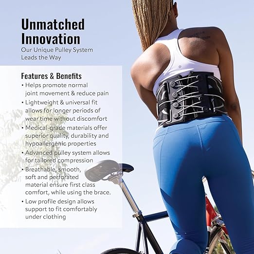 BakTec Universal LSO Lower Back Brace for Women & Men - Adjustable Lumbar Support Belt - Breathable Design Back Brace Support for Stability & Posture - Universal Sizing SM-XL