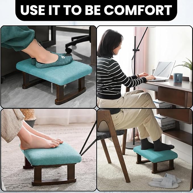 Small recrangle footstools footrest (Turquoise/Blue)
