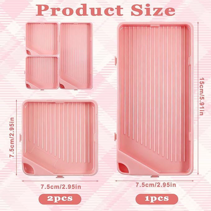 3 Pcs Diamond Art Trays, 2 Size Diamond Art Storage Containers Bead Sorting Trays Rhinestone Tray Organizer Diamond Art Accessories and Tools for DIY Crafts (Pink)