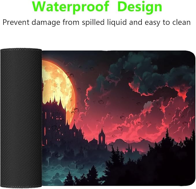 Castle Desk Pad Mouse Pad Red Moon Dark Forest Night Fantasy Mousepad XL Large Gaming Mouse Pad Laptop Keyboard Mat Desk Pad 31.5"x11.8" Office Computer Keyboard Laptop Home