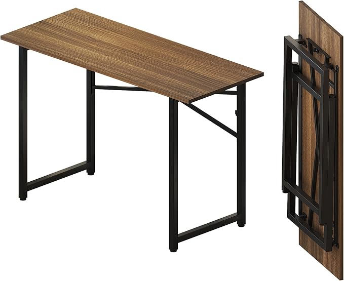 Lutown-Teen Folding Computer Desk 47 inch Writing Gaming Computer Camping Table, No Assembly Required Home Office Desk, Espresso