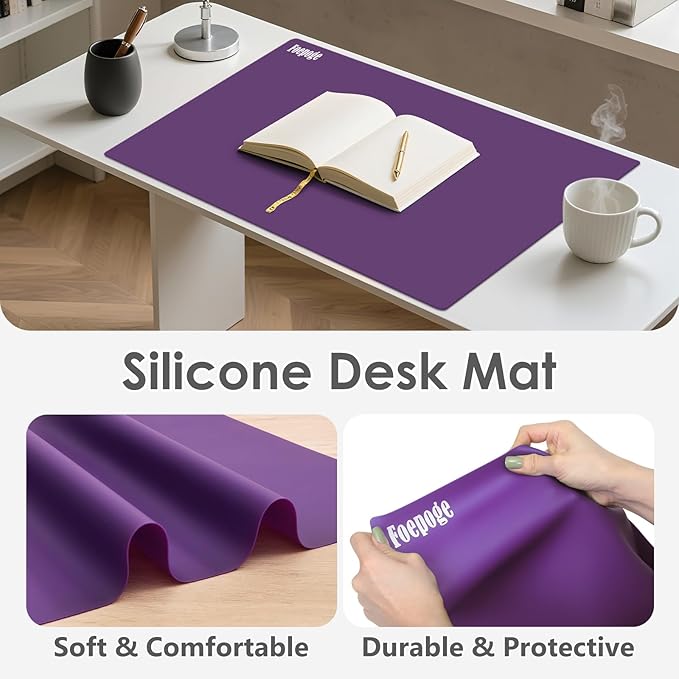 36.2" x 24" Extra Large Silicone Mat for Epoxy Resin, Nonstick Silicon Mats for Crafts Jewelry Casting, Non-Slip Kitchen Table Placemats for Countertop Protector Heat Resistant by Foepoge, Purple