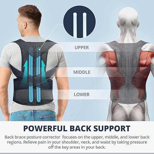 Fitsupport Back Brace Posture Corrector for Women and Men Back Lumbar Support Shoulder Posture Support for Improve Posture Provide and Back Pain Relief XXLarge(Pack of 1)