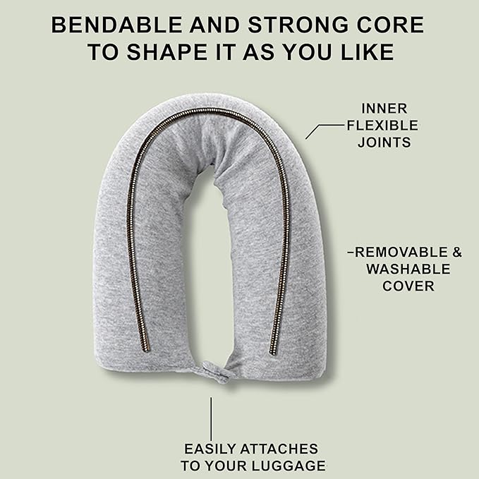 Dot&Dot Twist Memory Foam Travel Pillow for Airplane, Car and Home, Bendable Neck Pillow, Airplane Pillow for Neck Support, Chin, Lumbar and Leg, Adjustable Neck Roll Pillow