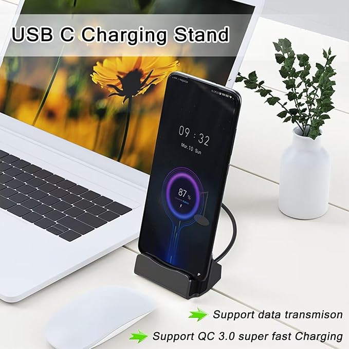 USB C Phone Dock Station for iPhone 15/16, Galaxy, Google Pixel, LG, HTC & More, Phone Charging Stand Cradle for Desk Nightstand, USB C Charging Dock Stand for Switch/Switch Lite