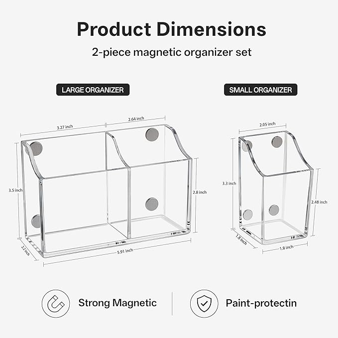 HBlife Magnetic Dry Erase Marker Holder Set for Whiteboard, Non-slip Magnet Acrylic Pen Pencil Holder for Refrigerator Fridge, Locker Organizer Accessories for School Classroom Office Home