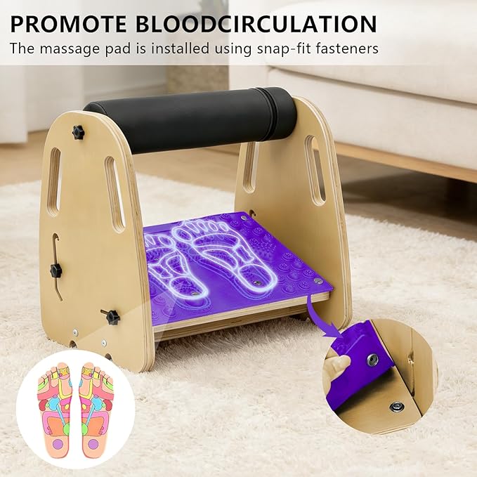 Adjustable Under Desk Foot Rest, Detachable & Washable,3 Height Levels, Interchangeable Soft & Massage Pads,Anti-Slip Design, for Office Home Gaming - Purple