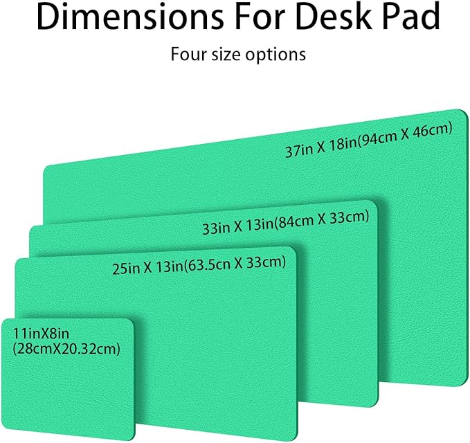 Leather Desk pad Protector, Office Mat, Large Mouse Mat, Non-Slip PU Leather Blotter, Laptop Desk Pad,Waterproof Laptop Computer Desk Keyboard Mat for Office/Work/Home/Decor (Green, 33In*13in)