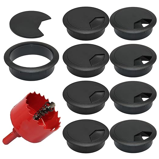 12PCS Desk Grommet,2Inch(50mm) Cable Grommet Hole Cover with Hole Saw,Ideal Solution for Office Home Table Cable Management Workers