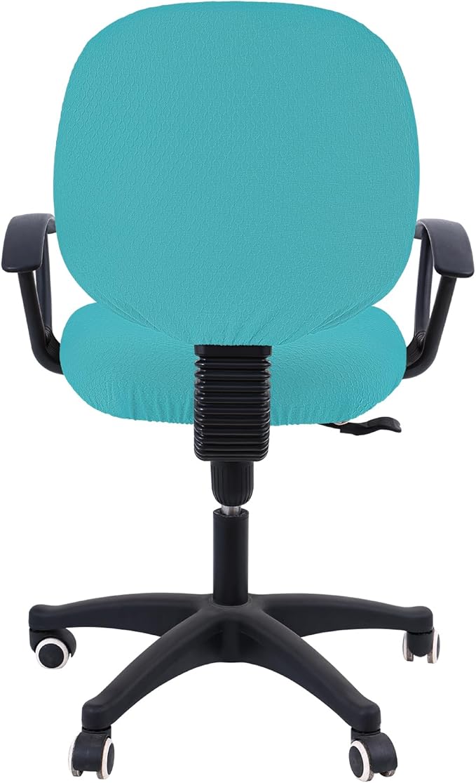 Smiry Stretch Jacquard Office Computer Chair Covers, Removable Washable Universal Desk Rotating Chair Slipcovers Protector, Seat + Backrest Cover, Aqua
