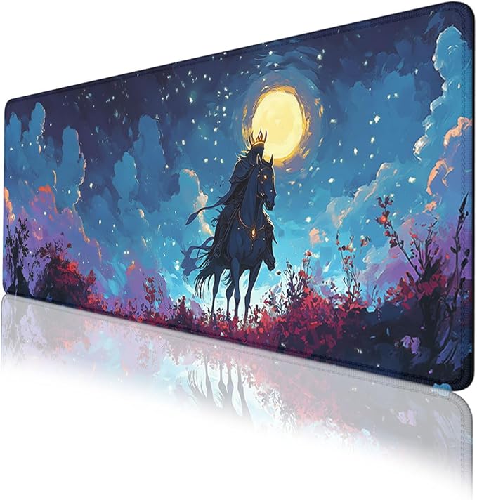 Epic Ghost Rider Gaming Mouse Pad Red Crystal Magic Moss Flowers Extended Mousepad XXL Computer Laptop Keyboard Mouse Mat Big Aesthetic Desk Decor Pad 31.5x11.8 in