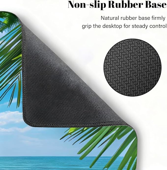 Summer Sea Palm Beach Large Mouse Pad Non-Slip Rubber Long Gaming Desk Mat Big Computer Keyboard Mousepad Waterproof Protector Wristing Pad for Gaming Office Home Decorative 31.5 X 11.8 Inch