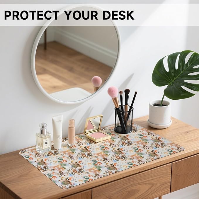 AUPET Leather Large Mouse Pad Desk Blotters – 35 x 17in Cute Desk Mat with PU Surface, Non-Slip Desk Pad Protector,Waterproof Desk Writing Pad for Office Home (Watercolor Leopard Style)