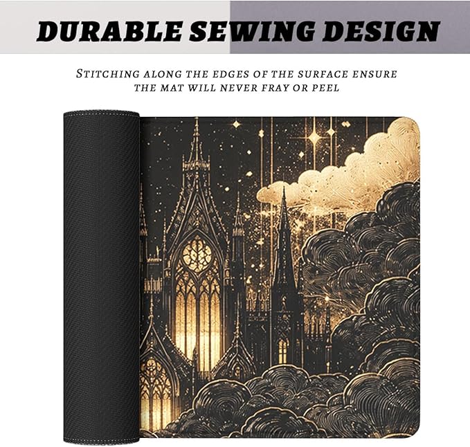 Fantasy Castle Mouse Pad Celestial Gothic Night Extended Gaming Mouse Pad Mat with Stitched Edge Non-Slip Base Office Computer Keyboard Laptop 31.5"x11.8"