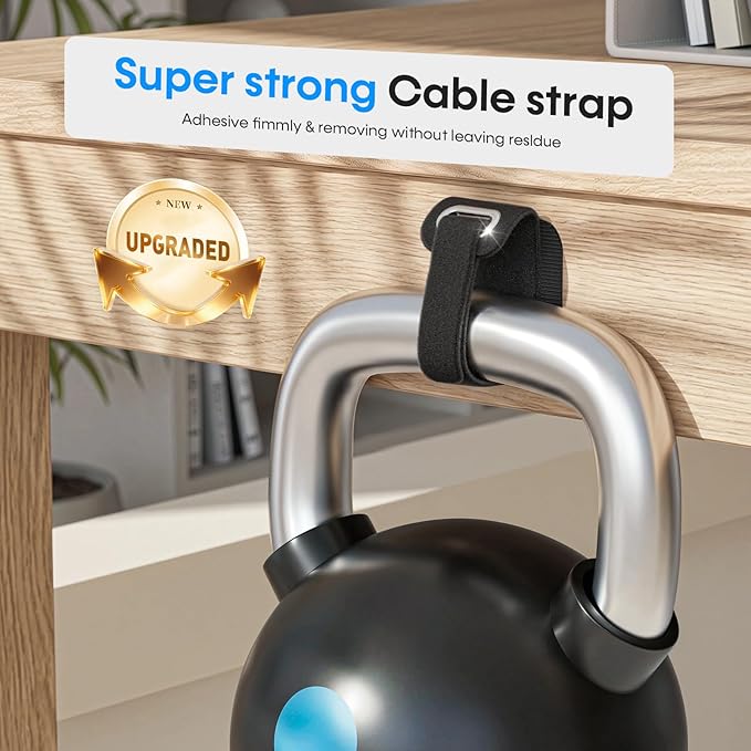 Cable Management Under Desk, 【All Power Strip Compatible】 Enhanced Grip Cord Organizer for Large Cable Bundle, Reusable Wire Clips Hider with Tight and Lock Design, Home Office Essentials,8 Pair