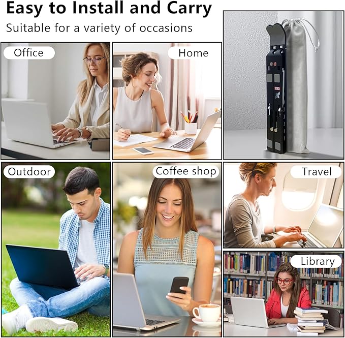 Laptop Stand, Computer Tablet Stand, Adjustable Aluminum Foldable Portable Laptop Holder Riser, Compatible with MacBook Air Pro, Lenovo, HP, Dell, More 10-15.6” Laptops and Tablets (Black)