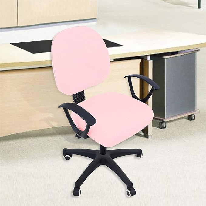 Smiry Stretch Jacquard Office Computer Chair Covers, Removable Washable Universal Desk Rotating Chair Slipcovers Protector, Seat + Backrest Cover, Blush Pink