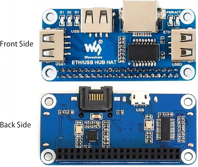 for Raspberry Pi 4B/3B+/3B/2B/Zero/Zero W/Pi Zero 2 W/ 2 WH, Ethernet/USB HUB HAT Board with RJ45 10/100M Ethernet Port and 3X USB Ports, Compatible with USB2.0/1.1
