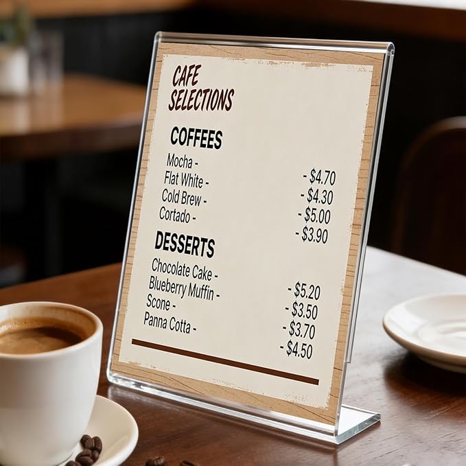 3 Pack Acrylic Sign Stand Holders, 8.5 x 11 Clear Plastic Table Paper Display Stand, Suit for Displaying Posters, Picture, Flyers, Menu