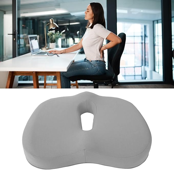 Memory Foam Seat Cushion Breathable Hollow Core Orthopedic Sitting Pillow Pad for Office Car Home (Grey)