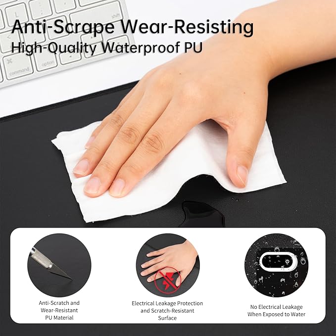 Heated Desk Pad - 31.5" x 13" Large Heated Mouse Pad & Desk Mat, 5 Temp Settings, 5s Fast Heat, Auto Shut-Off, for Cold Office, Gaming & Winter Desk Setup (Coffee Brown)
