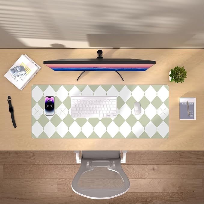 Large Desk Pad, 35.4" x 15.7" PU Leather Desk Mat for Desktop, Non-Slip Office Desk Mat for Desk, Desk Blotter Pad, Waterproof Computer Pad for Desk, Computer Mat Desk Protector for Home & Office