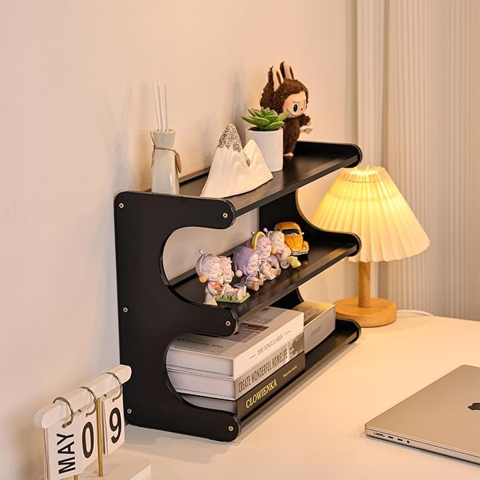 3 Tier Bookshelf for Desktop, Storage Rack, Desktop Organization