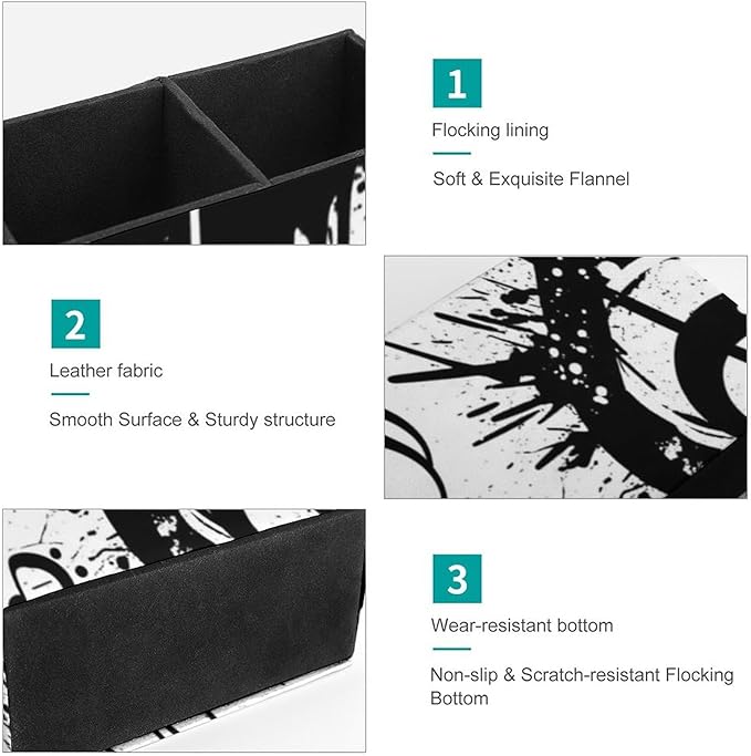 Premium PU Leather Pen Holder Abstract Music Note Piano, Elegant Organizer for Office Supplies