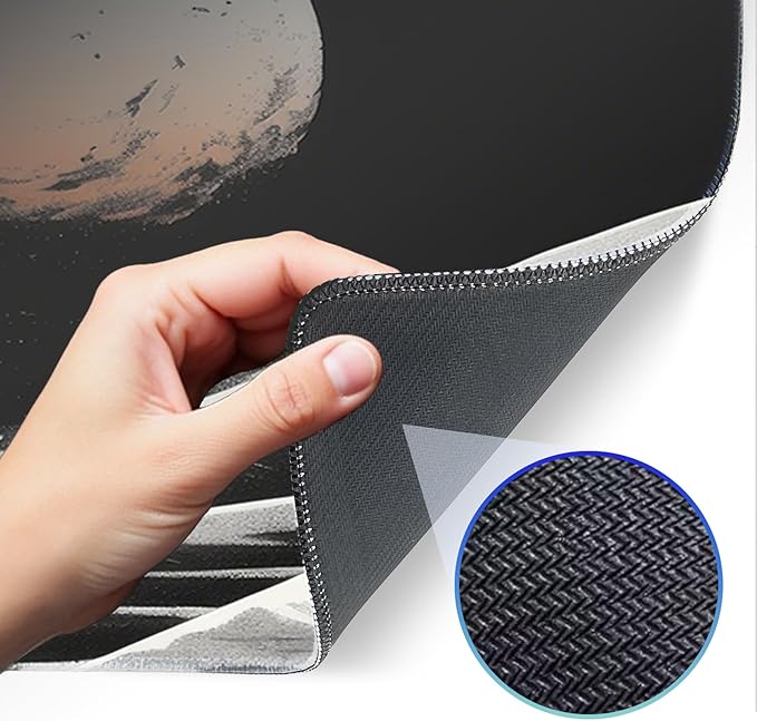 Gaming Mouse Pad, Japanese Mouse Pad, Non-Slip Rubber Base, for Laptop, Office and Home, 31.5x11.8 Inch Desktop Waterproof Desk Pad, Ocean Wave Anime Black Gaming